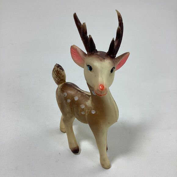 Vintage Reindeer Figure Japan Rubber Deer 6” - Picture 1 of 9
